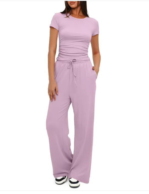 Short-Sleeve Tee & Wide-Leg Pants Co-ord Set