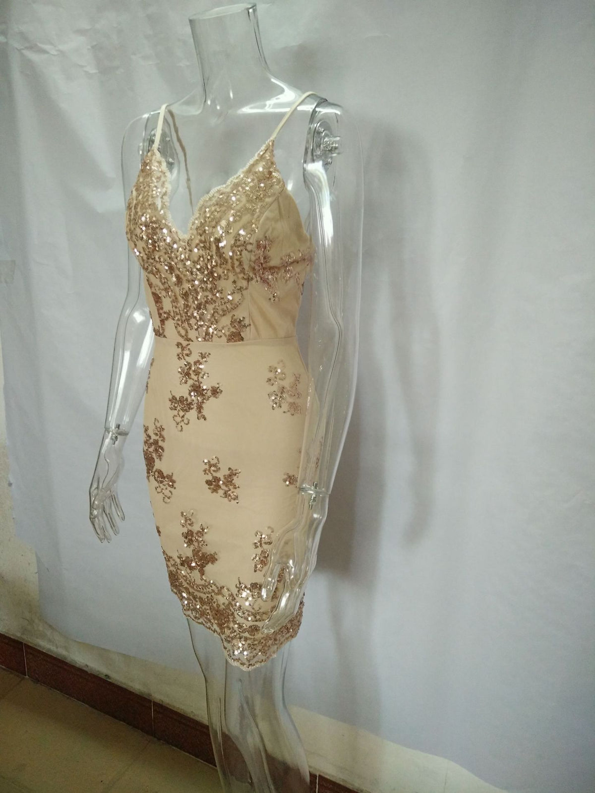 Sequin Backless Mini Dress – Deep V