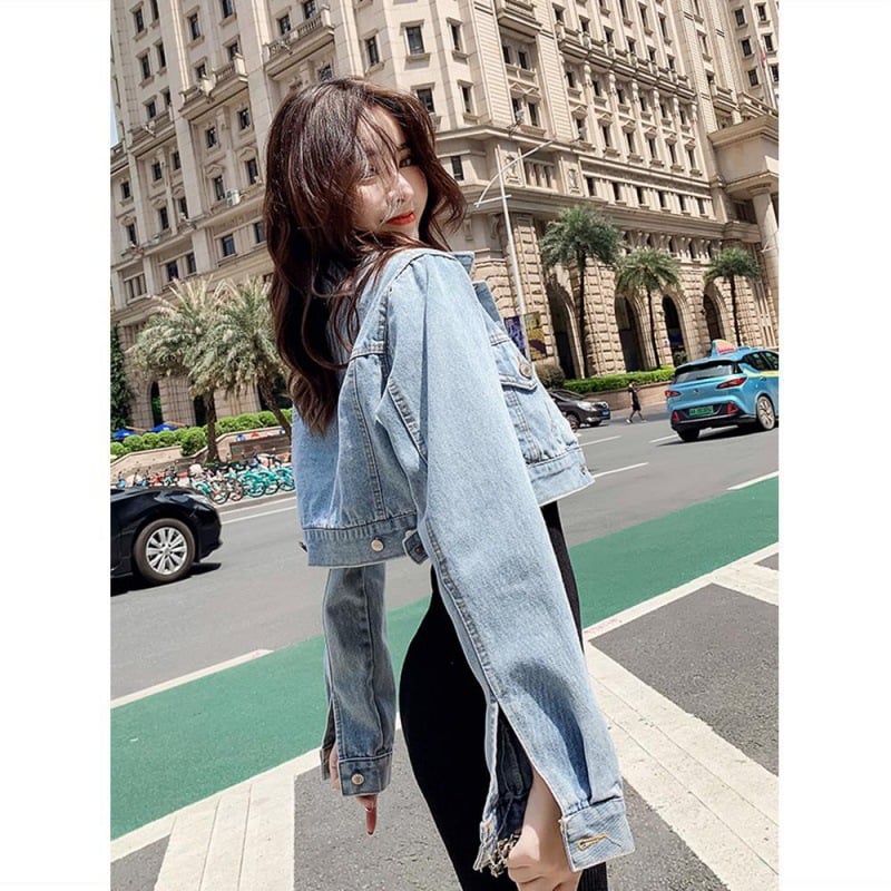 Oversized Cropped Denim Jacket