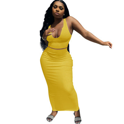 Backless U-Neck Top & Maxi Skirt Co-ord Set