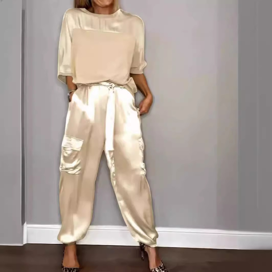Satin Top & Cargo Trousers Co-ord Set