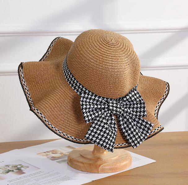 Bow Wide-Brim Straw Sun Hat