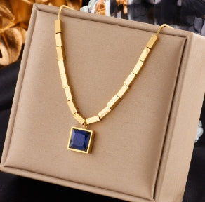 Gold Square Pendant Necklace