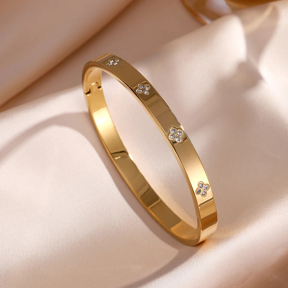 Stackable Zirconia Stainless Steel Bangles – Single or 5-Piece Set
