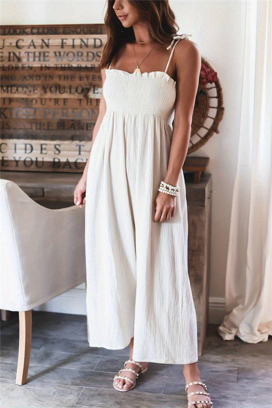 Boho Smocked Backless Cami Jumpsuit