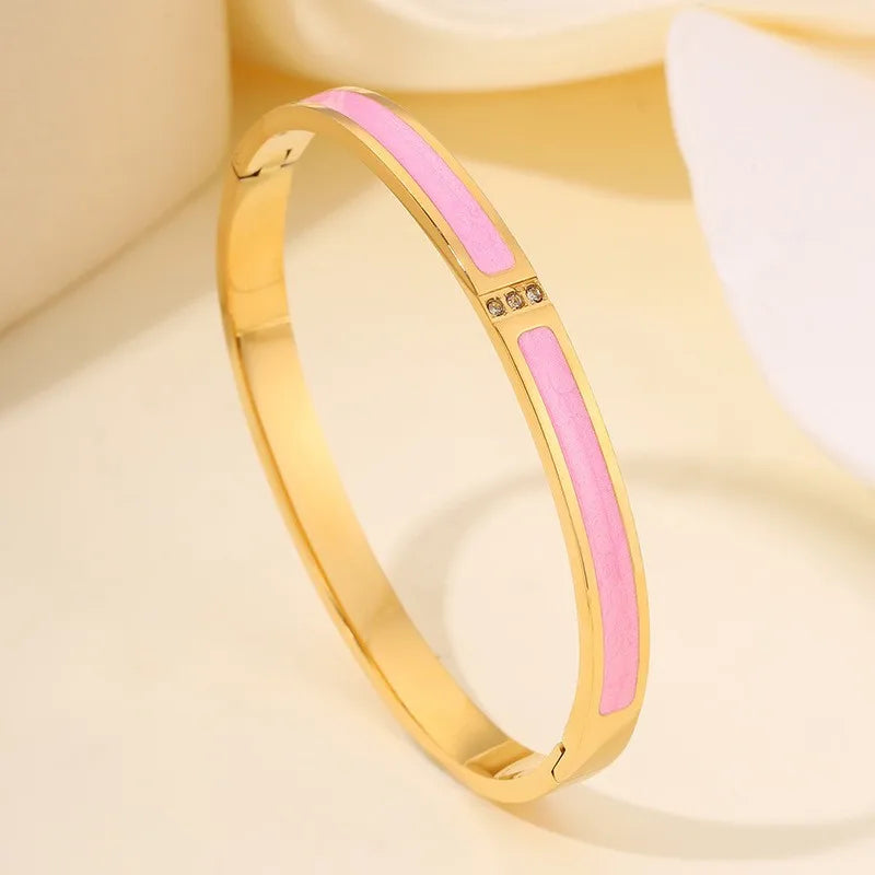Stackable Zirconia Stainless Steel Bangles – Single or 5-Piece Set