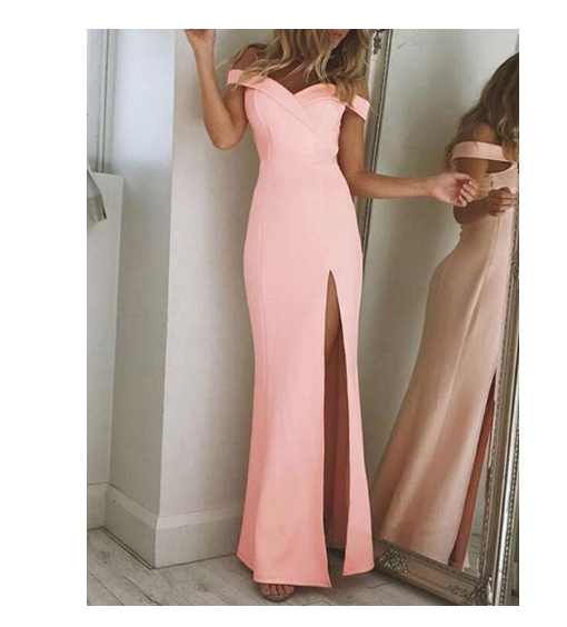 Off-Shoulder Split Maxi Dress