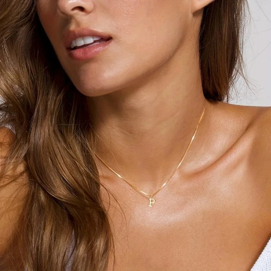 A–Z Initial Necklace – 18K Gold-Plated Stainless Steel