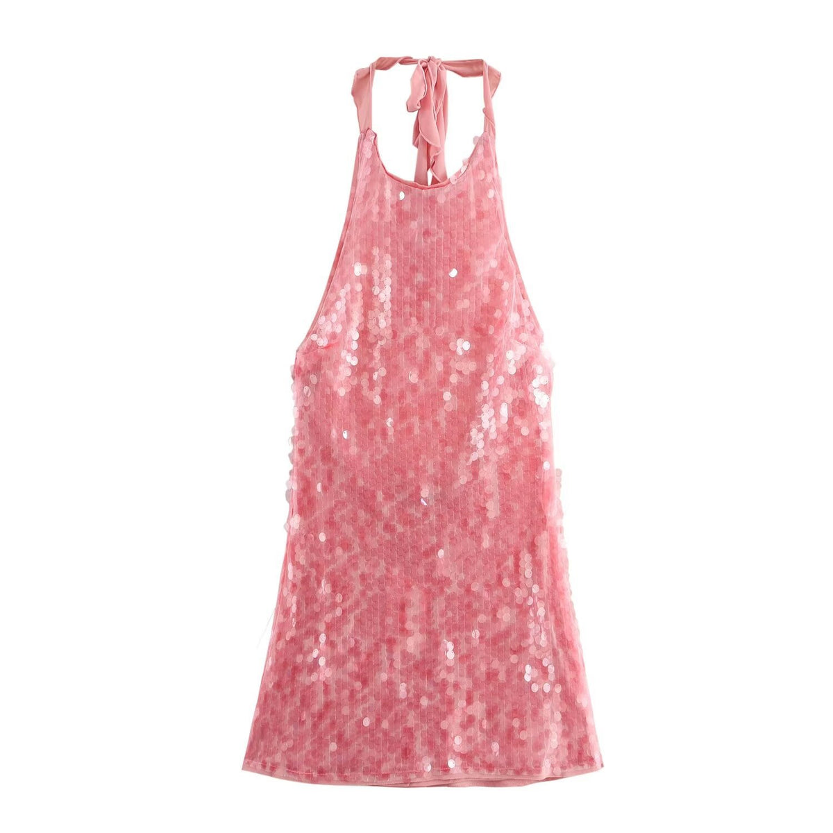 Beaded Halter Mini Dress