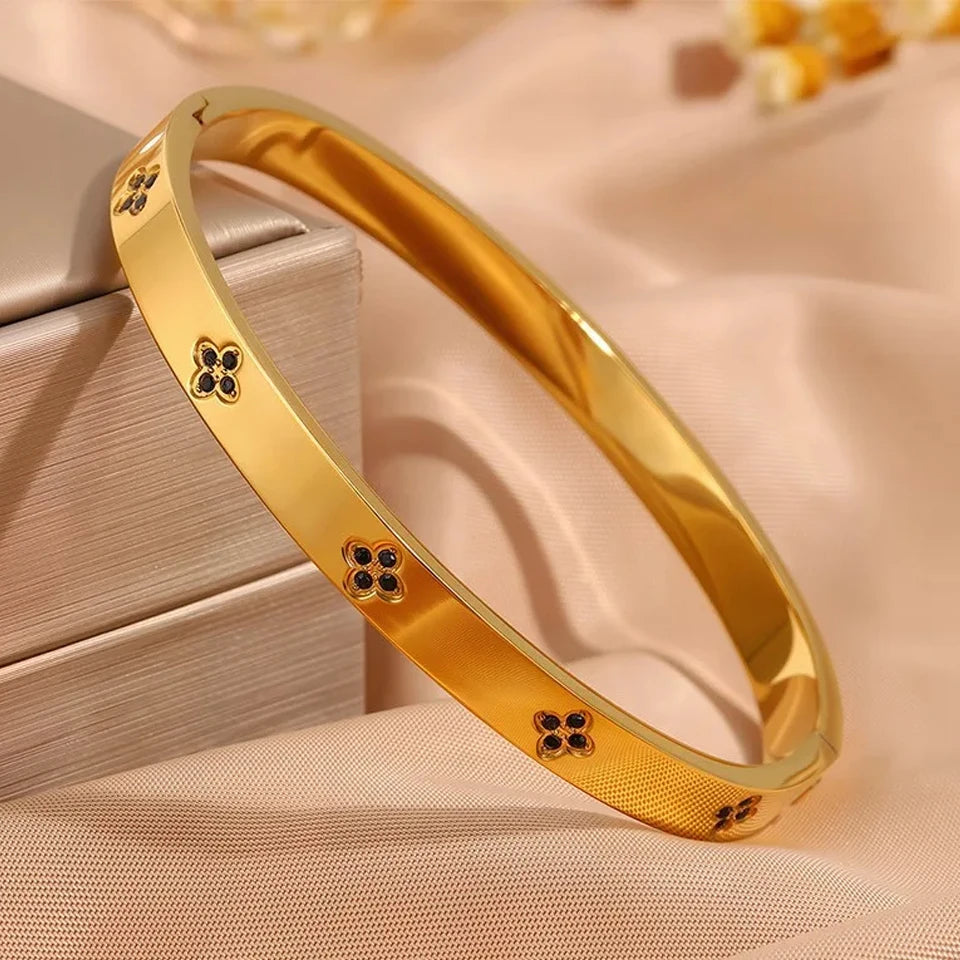 Stackable Zirconia Stainless Steel Bangles – Single or 5-Piece Set