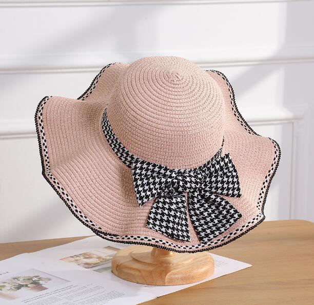 Bow Wide-Brim Straw Sun Hat