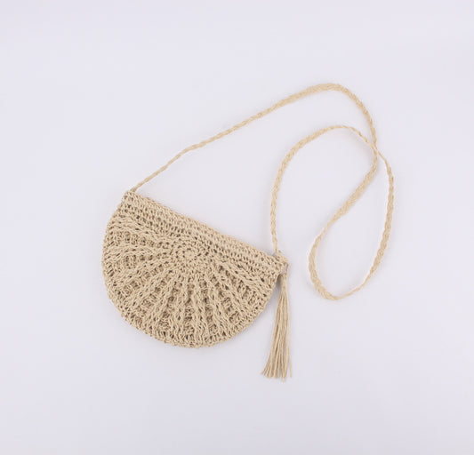 Half-Moon Straw Crossbody Bag