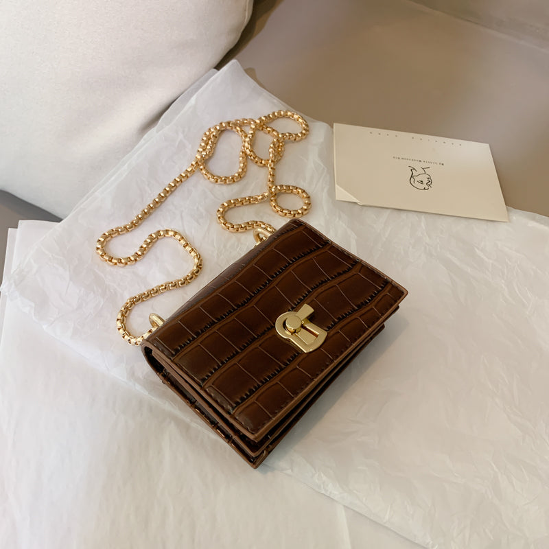 Croc-Embossed Mini Chain Bag