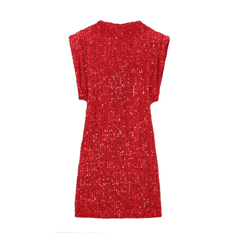Sleeveless Beaded Mini Dress
