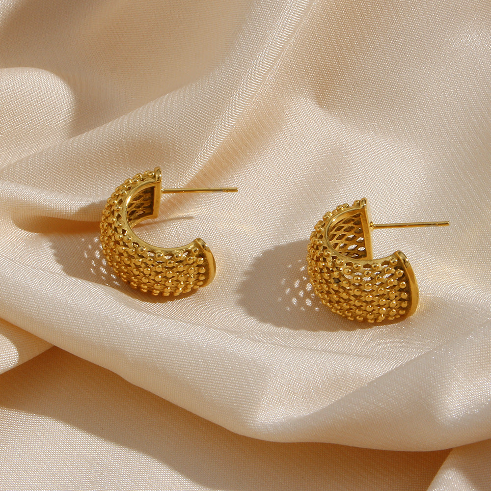 Textured Gold Huggie Earrings