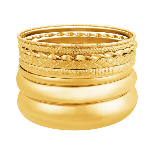 Chunky Gold Bangle Bracelet Stack Set