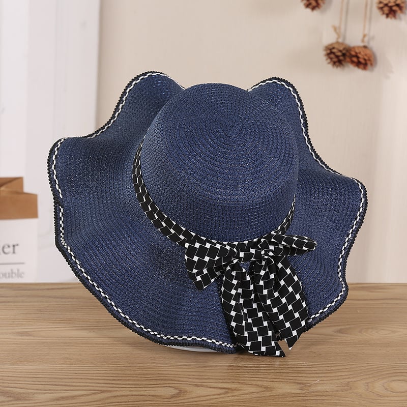 Bow Wide-Brim Straw Sun Hat