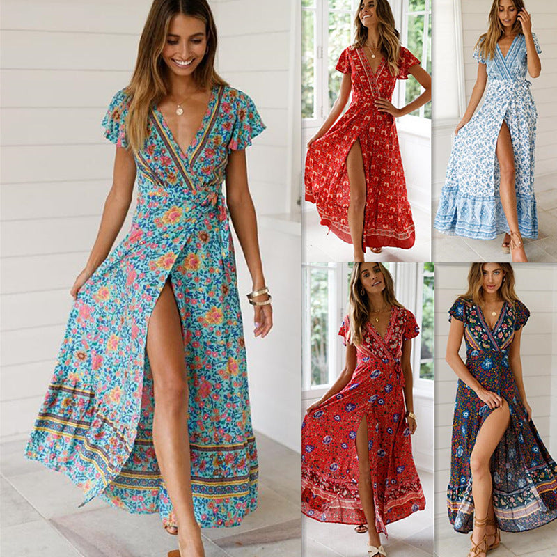 Floral Wrap Maxi Dress with Slit