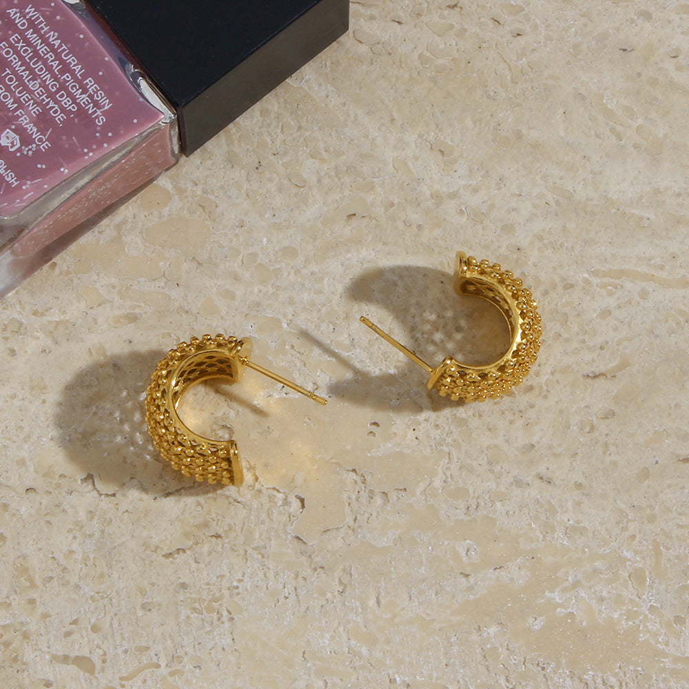 Textured Gold Huggie Earrings