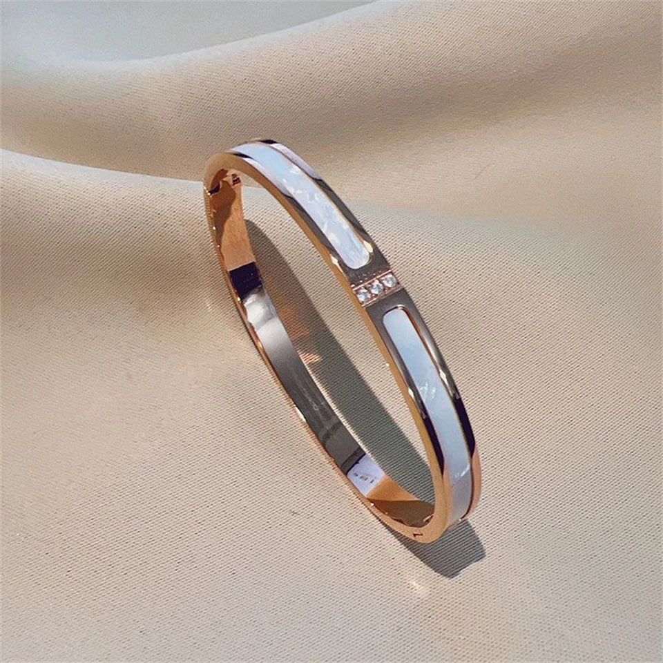 Stackable Zirconia Stainless Steel Bangles – Single or 5-Piece Set