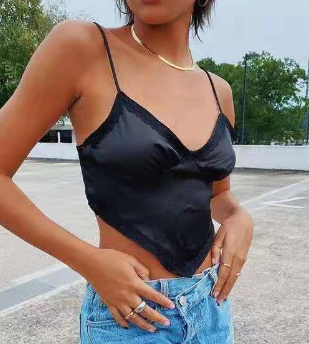 Lace-Trim Satin Cami Top