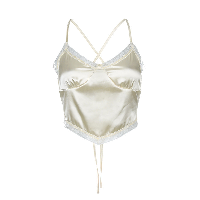 Lace-Trim Satin Cami Top