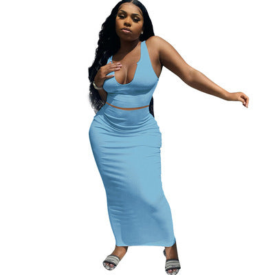 Backless U-Neck Top & Maxi Skirt Co-ord Set