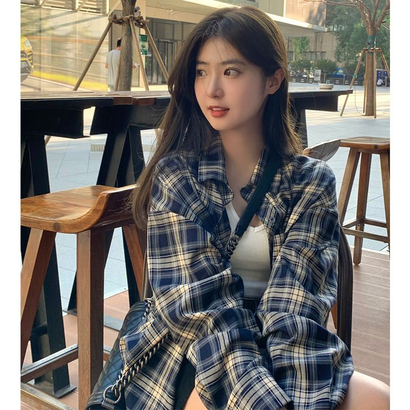 Oversized Plaid Long Shirt Jacket