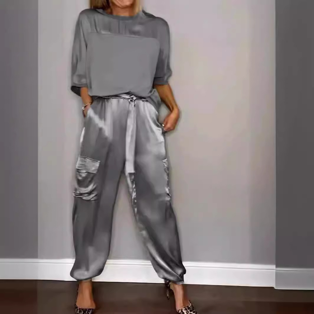 Satin Top & Cargo Trousers Co-ord Set
