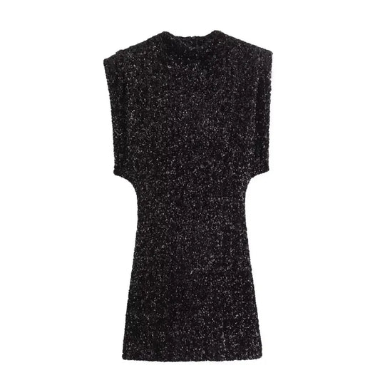 Sleeveless Beaded Mini Dress