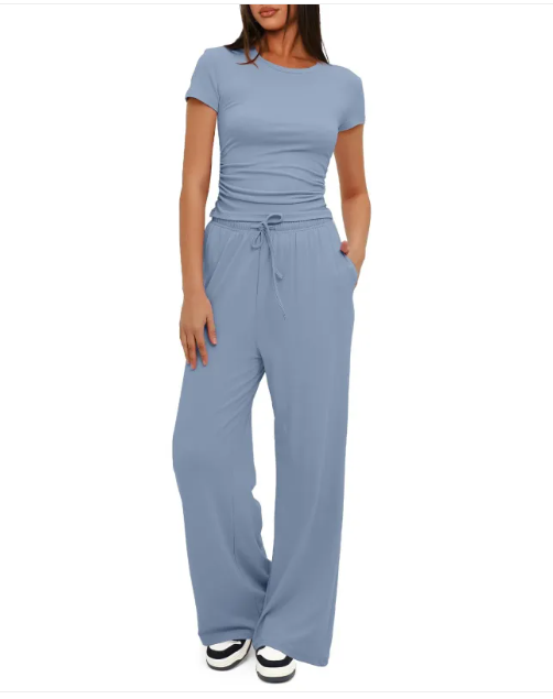 Short-Sleeve Tee & Wide-Leg Pants Co-ord Set
