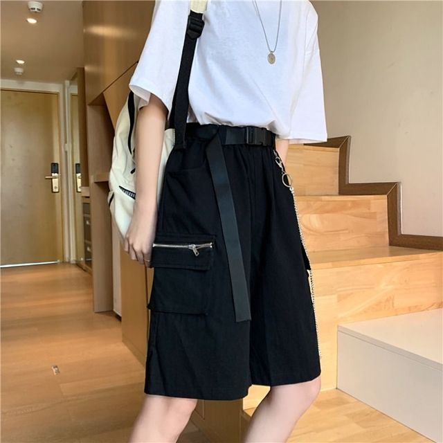 Belted Cargo Bermuda Shorts