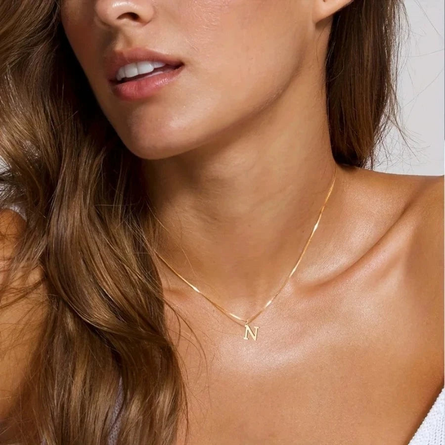 A–Z Initial Necklace – 18K Gold-Plated Stainless Steel
