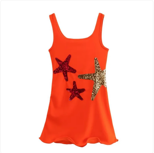 Sequin Starfish Tank Mini Dress