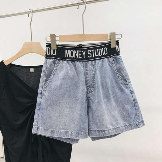 High-Waist Wide-Leg Denim Shorts