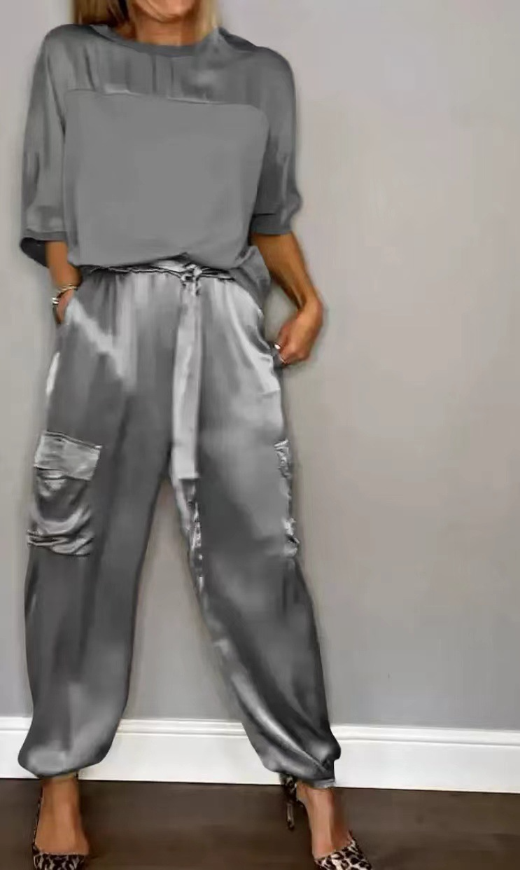Satin Top & Cargo Trousers Co-ord Set