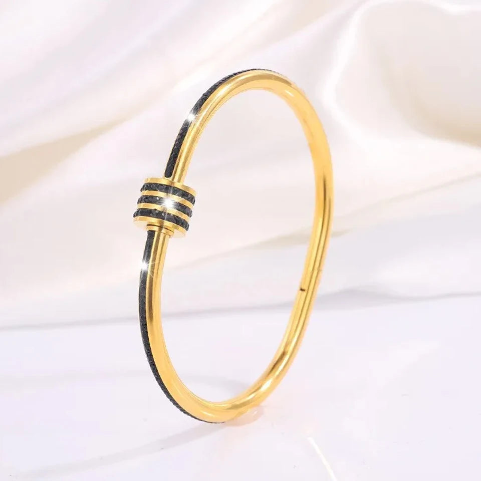 Stackable Zirconia Stainless Steel Bangles – Single or 5-Piece Set