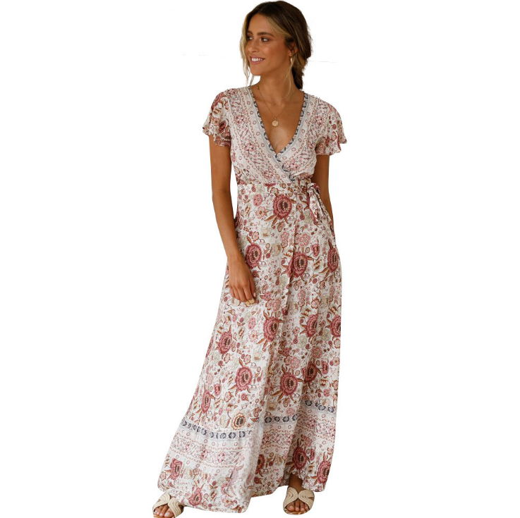 Floral Wrap Maxi Dress with Slit