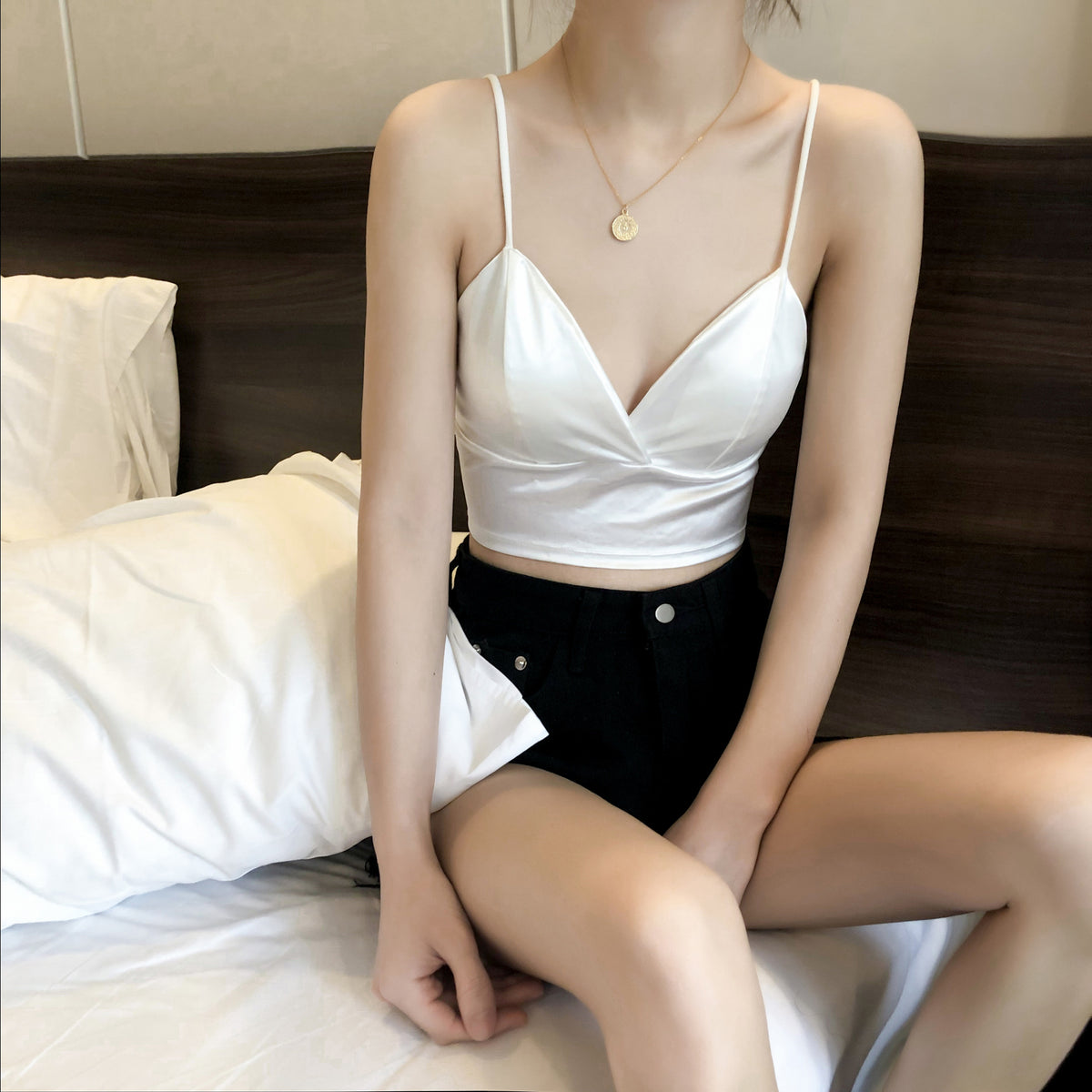 Cropped V-Neck Cami Top