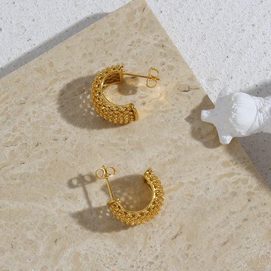 Textured Gold Huggie Earrings
