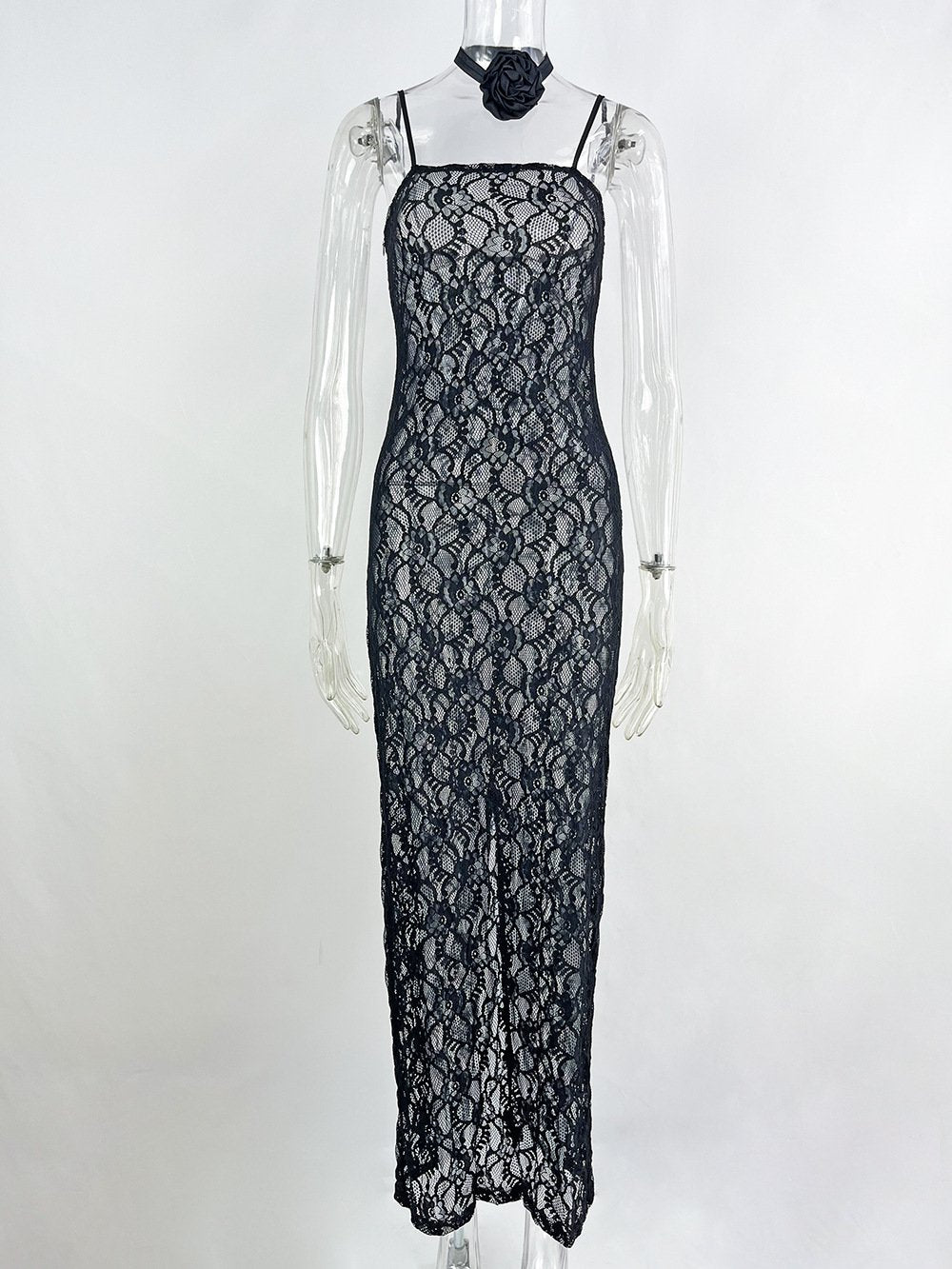 Sheer Lace Maxi Dress