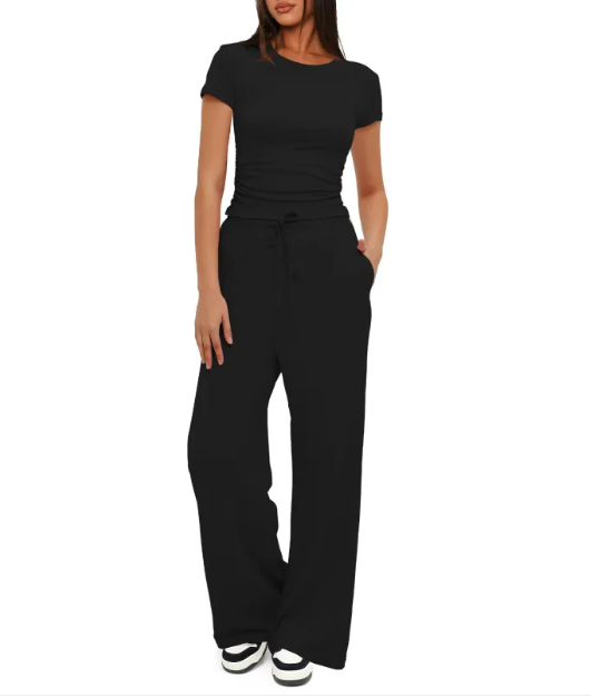 Short-Sleeve Tee & Wide-Leg Pants Co-ord Set