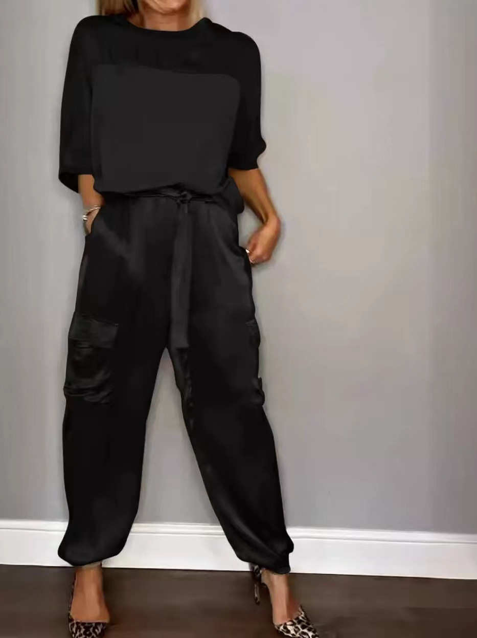 Satin Top & Cargo Trousers Co-ord Set