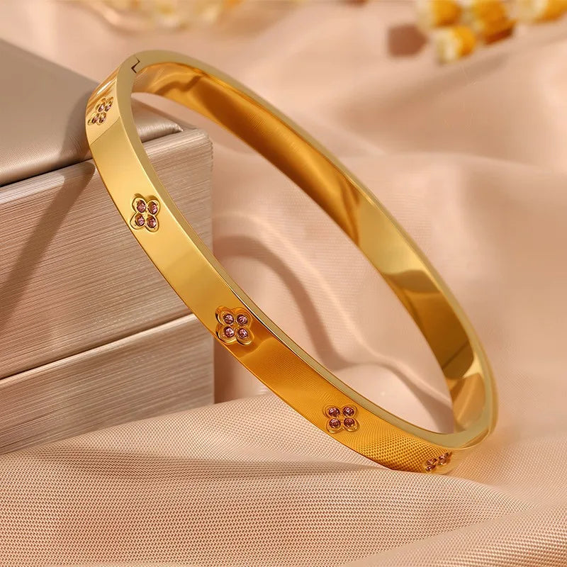 Stackable Zirconia Stainless Steel Bangles – Single or 5-Piece Set