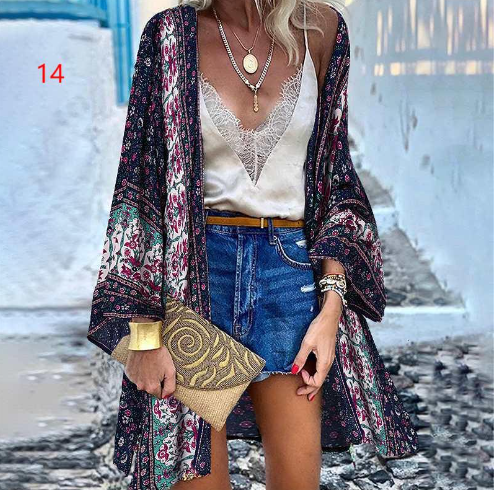 Paisley Print Boho Kimono - Purple