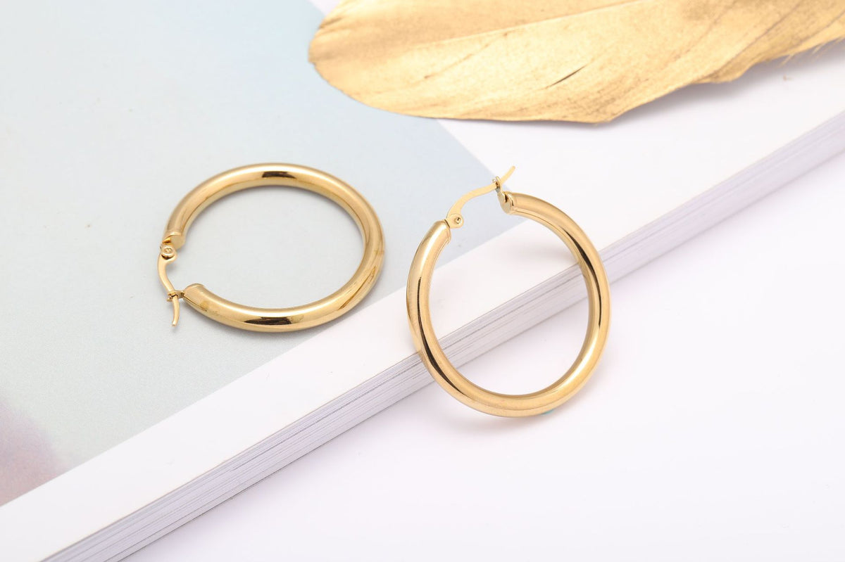 Chunky Hollow Hoop Earrings