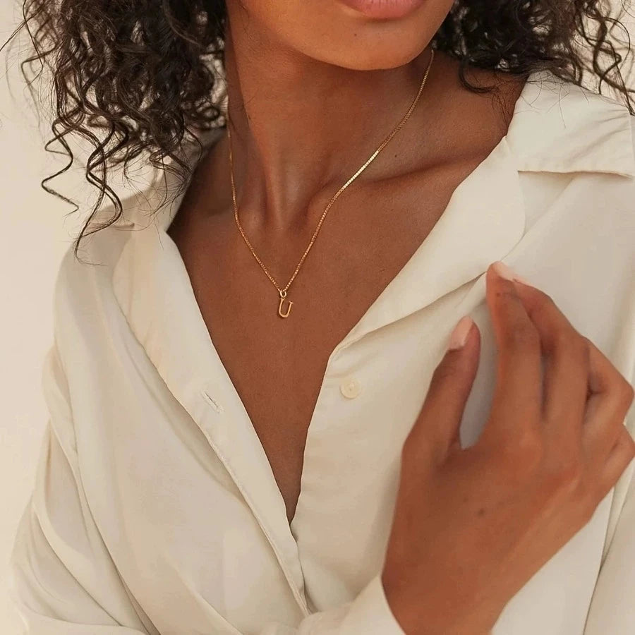 A–Z Initial Necklace – 18K Gold-Plated Stainless Steel