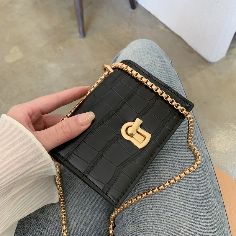 Croc-Embossed Mini Chain Bag