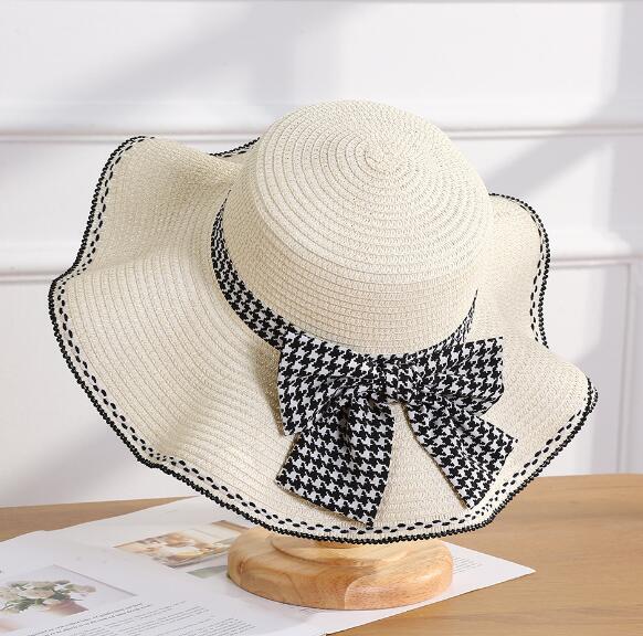 Bow Wide-Brim Straw Sun Hat