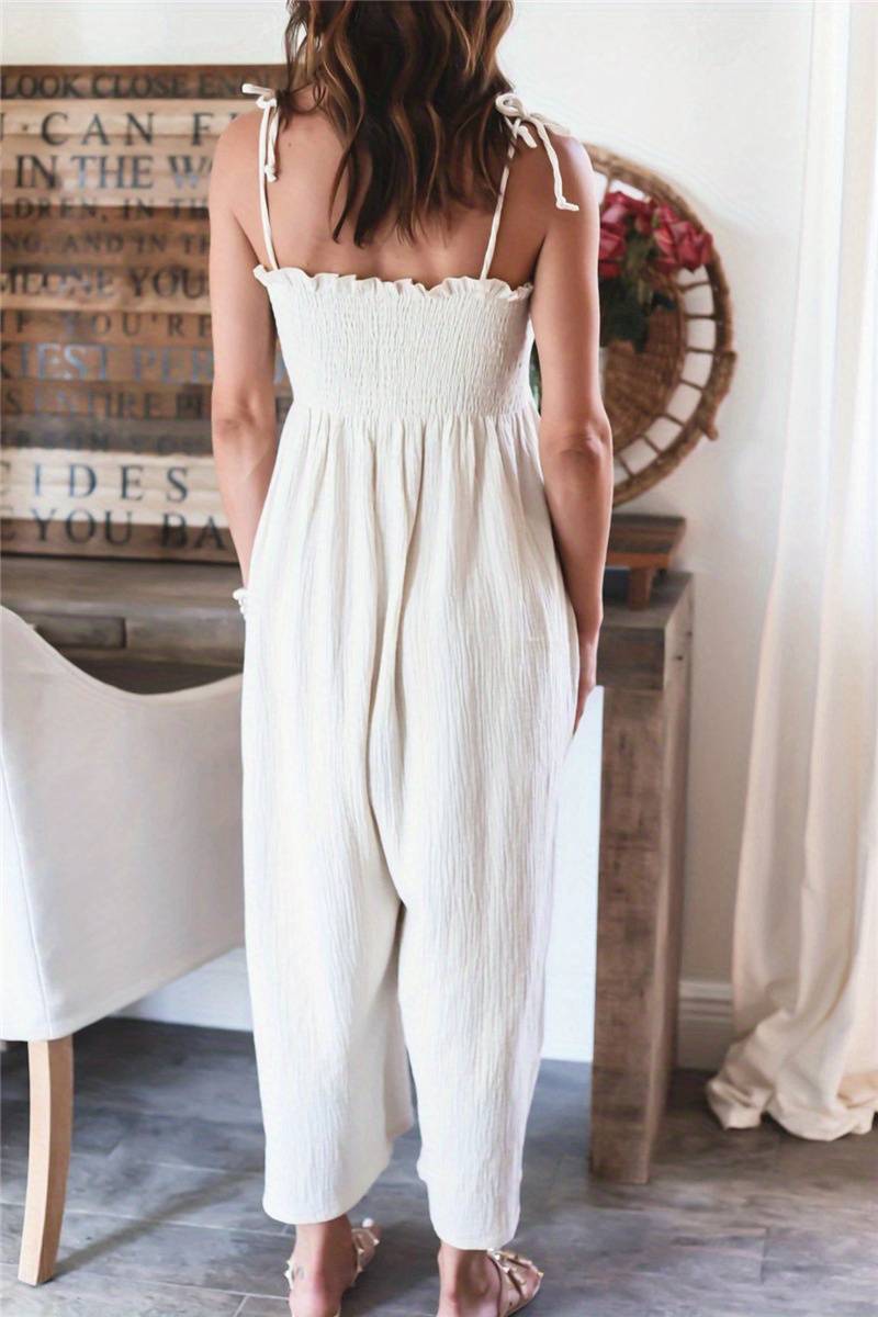 Boho Smocked Backless Cami Jumpsuit